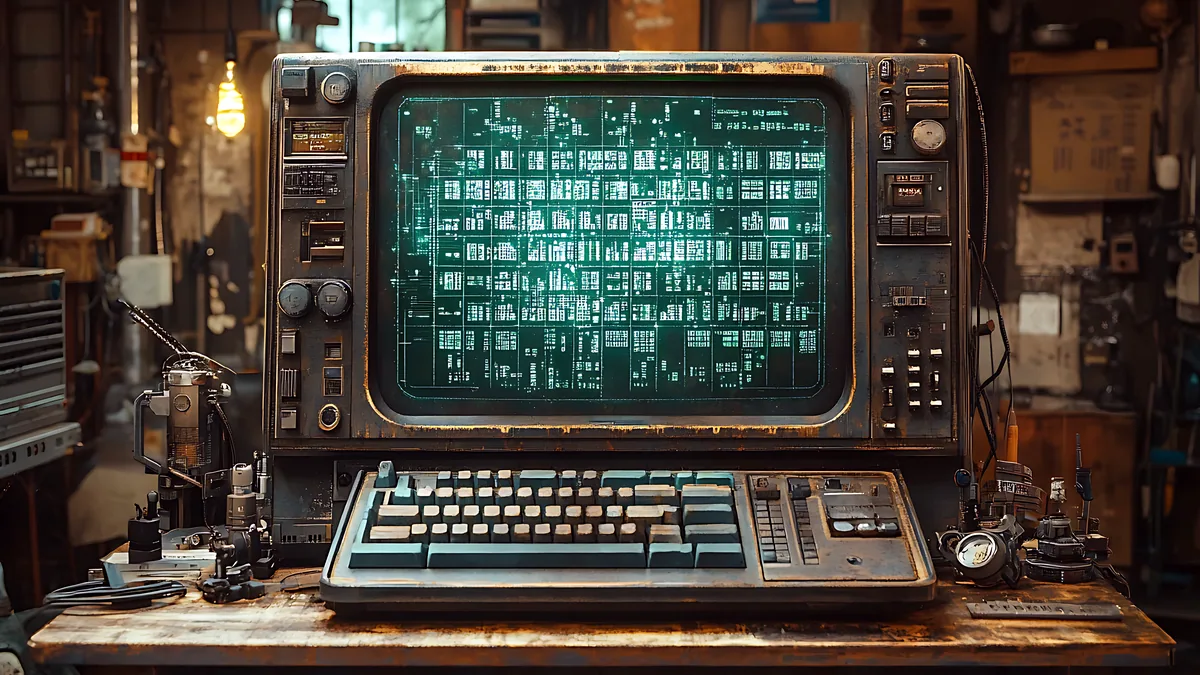 An old monitor showing a long thread of text, the scrollbar stretched almost to the bottom.